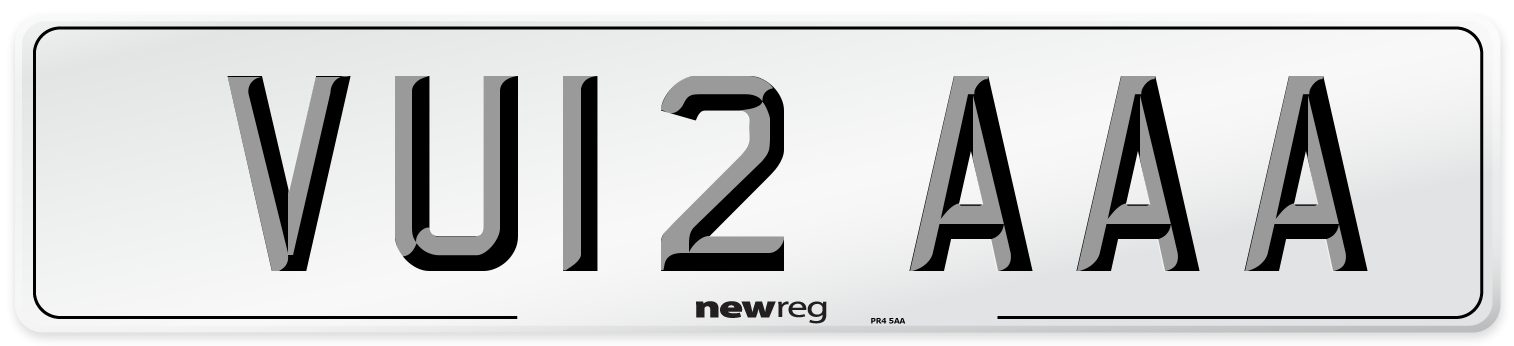 VU12 AAA Number Plate from New Reg
